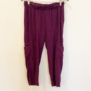 Soft Surroundings Pants Womens Small Purple Linen Crop Cargo Relaxed Lagenlook